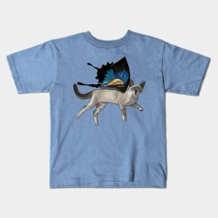 Ulysses Swallowtail Snowshoe Siamese Flitter Kitty Kids T-Shirt